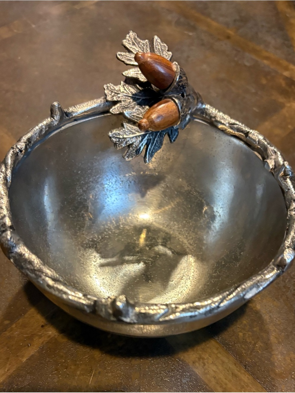 Mud Pie Cast Aluminum Acorn & Oak Leaf Decorative Nut Trinket Bowl Dish